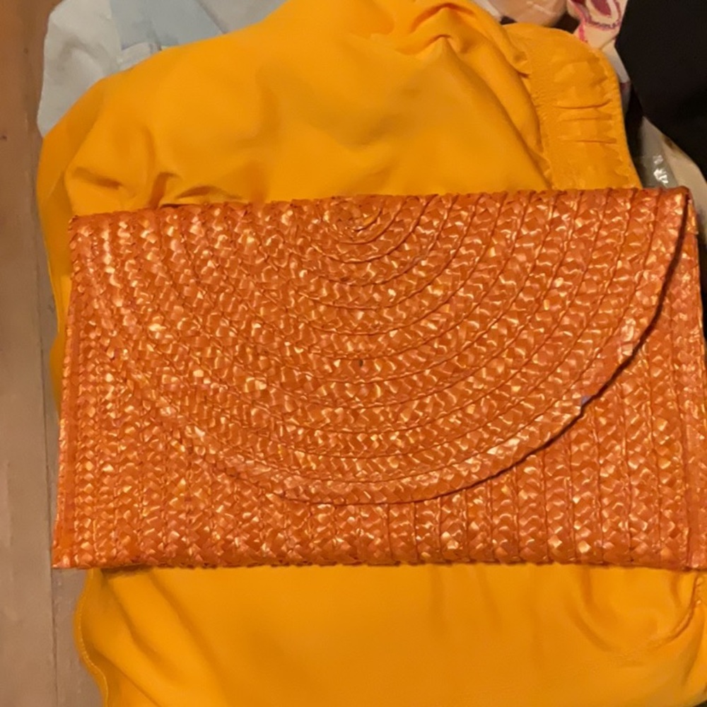 Orange Woven Clutch